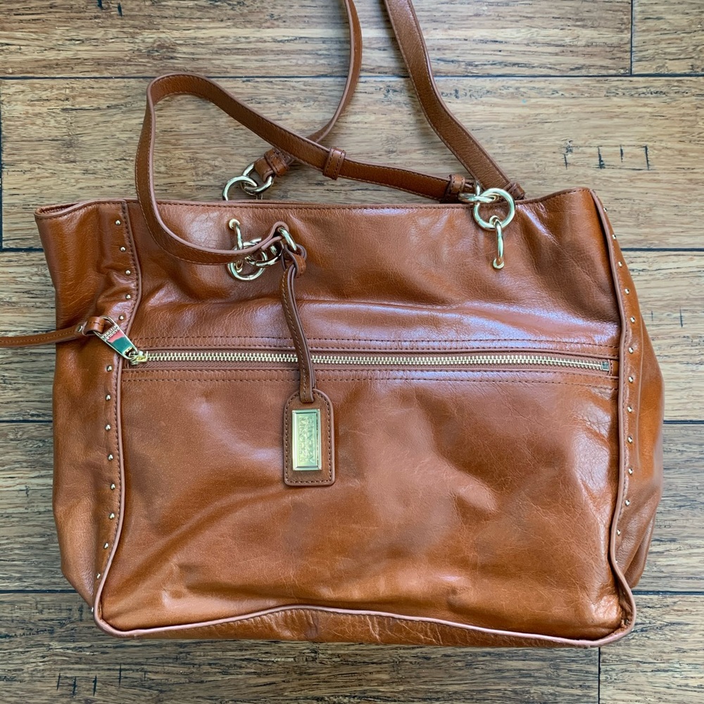 Badgley Mischka - Cognac Studded Tote Shoulder Bag